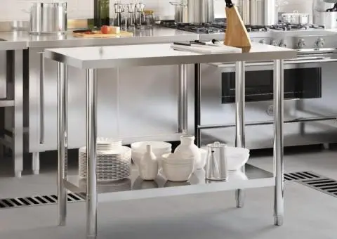 Masă de lucru pentru bucătărie, 110x55x85 cm, oțel inoxidabil - 3/5