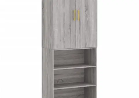 Dulap înalt, gri sonoma, 69,5x34x180 cm, lemn compozit - 2/5