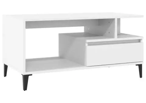 Măsuță de cafea, alb, 90x49x45 cm, lemn prelucrat - 2/5