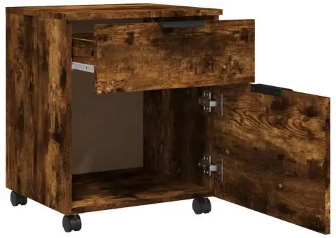 Fișet mobil cu roți, stejar fumuriu, 45x38x54 cm lemn prelucrat - 4/5