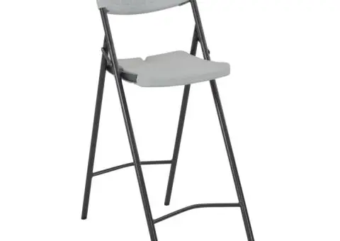 Scaune de bar pliabile, 2 buc., alb, HDPE și oțel - 2/5