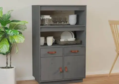 Dulap înalt, gri, 67x40x108,5 cm, lemn masiv de pin - 1/5