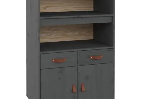 Dulap înalt, gri, 67x40x108,5 cm, lemn masiv de pin - 2/5