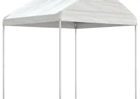 Foișor cu acoperiș, alb, 13,38x2,28x2,69 m, polietilenă - 2/5