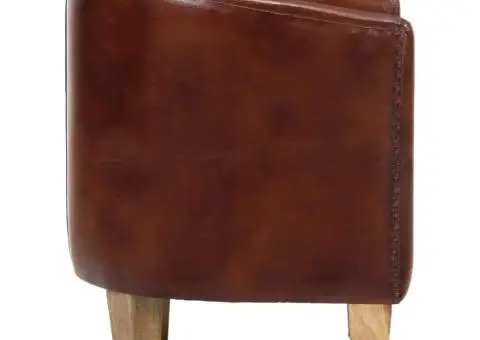 Fotoliu cu spătar rotund, maro, piele naturală - 3/5
