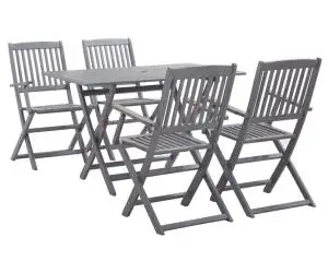 vidaXL Set mobilier de grădină, 5 piese, gri, lemn masiv de acacia