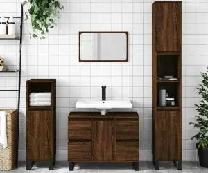 vidaXL Dulap pentru baie, stejar maro, 80x33x60 cm, lemn compozit