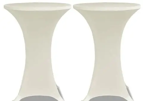 Husă de masă cu picior, 4 buc., crem, Ø80 cm elastic - 3/5