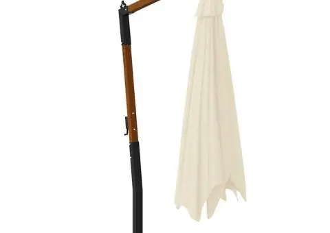 Umbrelă consolă de grădină stâlp din lemn, nisipiu, 400x300 cm - 4/5