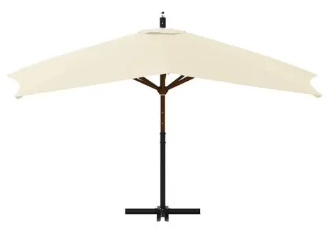 Umbrelă consolă de grădină stâlp din lemn, nisipiu, 400x300 cm - 5/5
