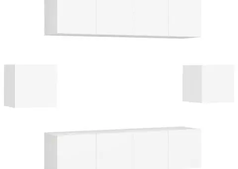 Set dulapuri TV, 6 piese, alb, lemn prelucrat - 2/5