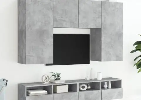 Comodă TV de perete, gri beton, 100x30x30 cm, lemn prelucrat - 4/5