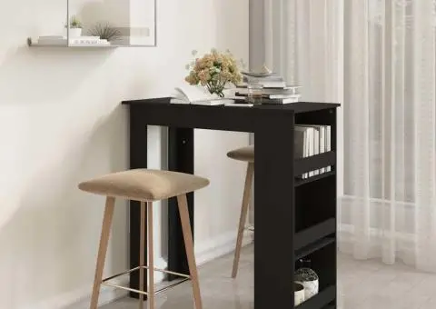 Masă de bar cu raft de depozitare, negru, 102x50x103,5 cm, PAL - 1/5