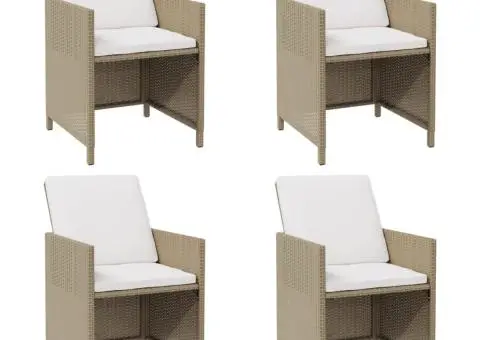 Scaune de grădină cu perne, 4 buc., bej, poliratan - 2/5