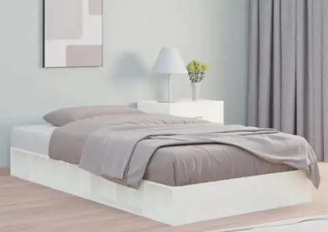 Cadru de pat mic dublu, alb, 120x190 cm, lemn masiv - 1/5