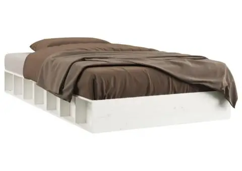 Cadru de pat mic dublu, alb, 120x190 cm, lemn masiv - 2/5