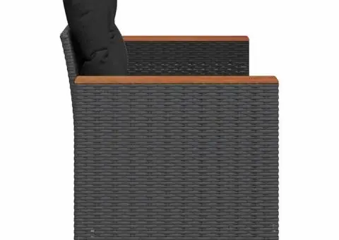 Canapea de grădină cu perne, 2 locuri, negru, poliratan - 5/5