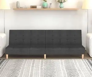 vidaXL Canapea extensibilă cu 2 locuri, gri închis, textil