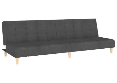 Canapea extensibilă cu 2 locuri, gri închis, textil - 2/5