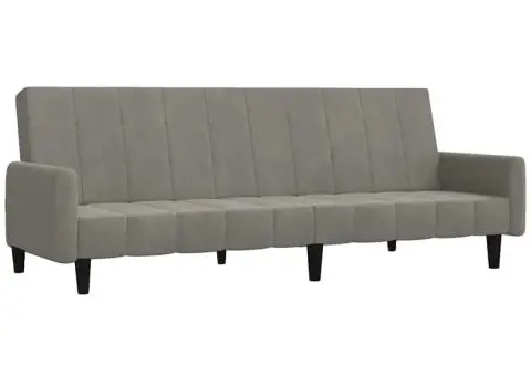 Canapea extensibilă cu 2 locuri, gri deschis, catifea - 2/5