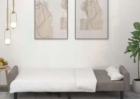 Canapea extensibilă cu 2 locuri, gri deschis, catifea - 3/5