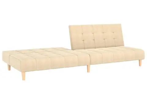 Canapea extensibilă cu 2 locuri, crem, material textil - 5/5