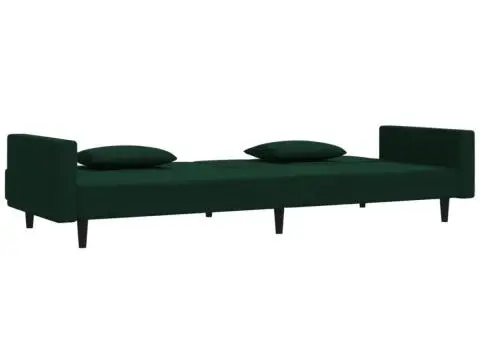 Canapea extensibilă cu 2 locuri, 2 perne, verde închis catifea - 4/5