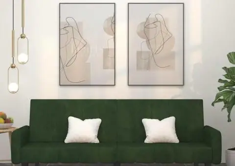 Canapea extensibilă cu 2 locuri, verde închis, catifea - 1/5