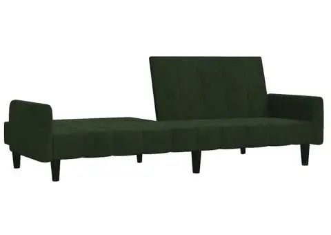 Canapea extensibilă cu 2 locuri, verde închis, catifea - 5/5