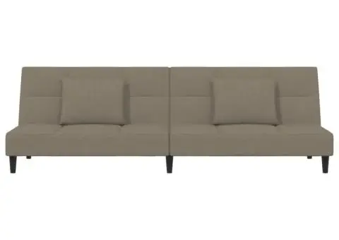 Canapea extensibilă cu 2 locuri, 2 perne, gri deschis, catifea - 4/5