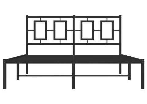 Cadru de pat metalic cu tăblie, negru, 135x190 cm - 5/5