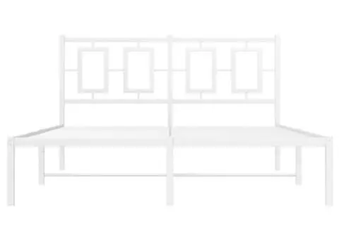 Cadru de pat metalic cu tăblie, alb, 135x190 cm - 5/5