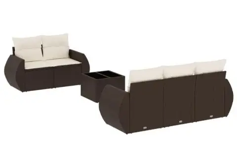 Set canapele de grădină cu perne, 6 piese, maro, poliratan - 2/3