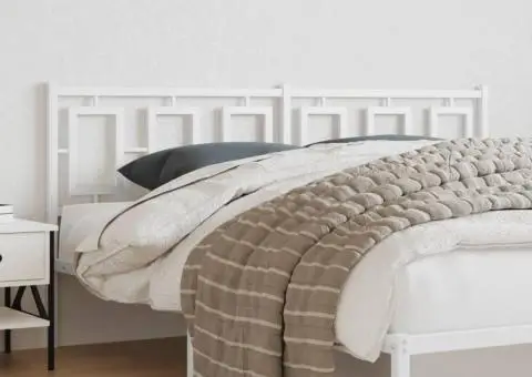 Tăblie de pat metalică, alb, 180 cm - 1/5