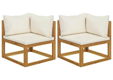 Canapele colț modulare, 2 buc., cu perne, lemn masiv acacia - 1/5