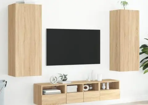Comodă TV de perete stejar sonoma 40,5x30x102 cm lemn prelucrat - 4/5