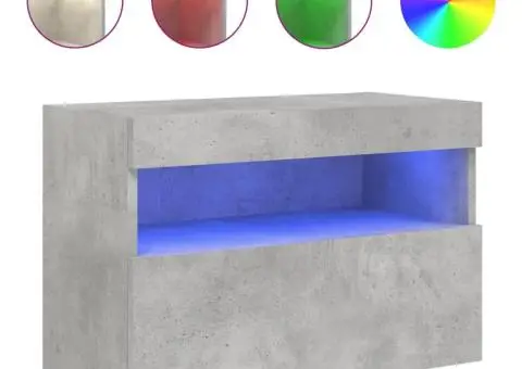 Comodă TV de perete cu lumini LED, gri beton, 60x30x40 cm - 2/5