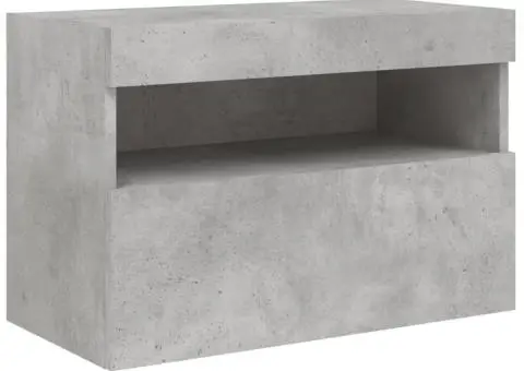 Comodă TV de perete cu lumini LED, gri beton, 60x30x40 cm - 3/5