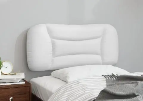 Pernă pentru tăblie pat, alb, 80 cm, piele artificială - 4/5