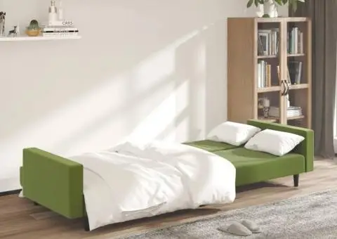 Canapea extensibilă cu 2 locuri, verde deschis, catifea - 3/5