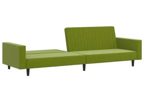 Canapea extensibilă cu 2 locuri, verde deschis, catifea - 4/5