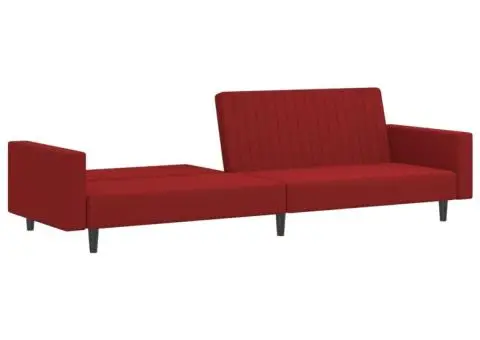 Canapea extensibilă cu 2 locuri, roșu vin, catifea - 4/5