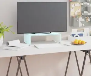 vidaXL Stativ TV/Suport monitor, sticlă, verde, 40 x 25 x 11 cm