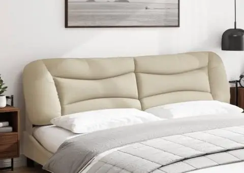 Pernă pentru tăblie de pat, crem, 200 cm, material textil - 3/5