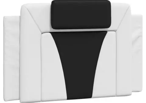 Pernă pentru tăblie pat, alb și negru, 80 cm, piele artificială - 2/5