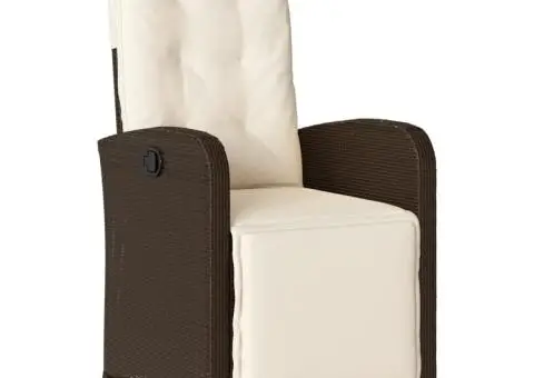 Set mobilier de grădină cu perne, 7 piese, maro, poliratan - 3/5