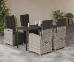 vidaXL Set mobilier de grădină cu perne, 5 piese gri deschis poliratan