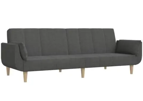 Canapea extensibilă cu 2 locuri, 2 perne, gri închis, textil - 2/5