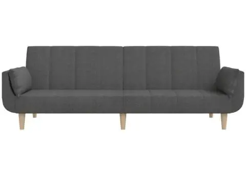 Canapea extensibilă cu 2 locuri, 2 perne, gri închis, textil - 5/5