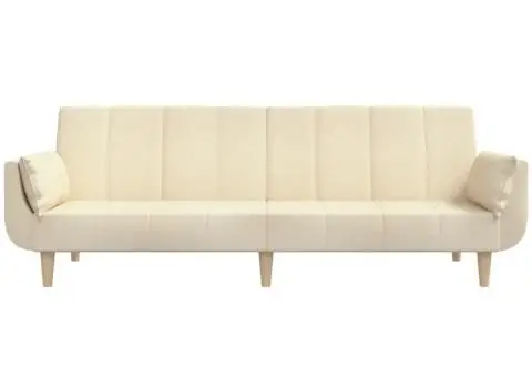 Canapea extensibilă cu 2 locuri, 2 perne, crem, textil - 5/5